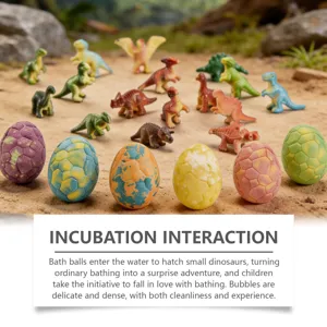 Dinosaurus bruisbal set met verrassing mini dino speelgoed voor kinderen badplezier.