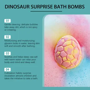 Dinosaurus badbomset met kleurrijke bruisende bellen, zachte reiniging en hydraterende formule.