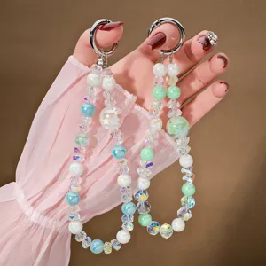 Correa de Teléfono con Cuentas Hecha a Mano Lindo Oso Estrella Lentejuelas Encanto Llavero Para Mujer Niña Funda de Teléfono Móvil Cordón Bolsa Accesorios Colgantes