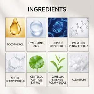 Gráfico infográfico detallado que muestra ingredientes clave para el cuidado de la piel.