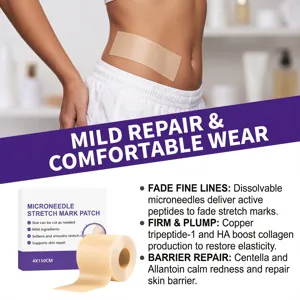 Parche microneedle para estrías y cuidado de la piel, transpirable y cómodo para cuerpo.