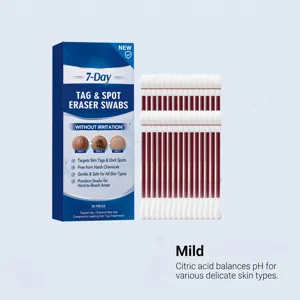 7-day skin tag eraser swabs with natural extracts, gentle formula for smooth and clean skin care.