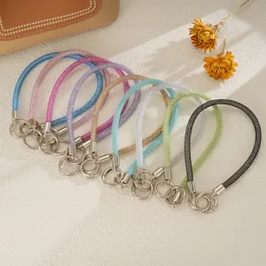 Colorful rhinestone mesh wrist straps shown in a variety of vibrant colors for accessories.