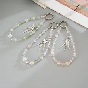 Ins Style Beaded Phone Charm Butterfly Pendant Wrist Strap Handmade Resin Beads Anti-Lost Lanyard Bag Ornament Keychain For Women Jewelry