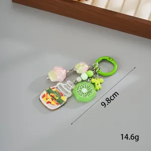 Detailed view of sweet acrylic fruit candy jar keychain with 9.8cm length specification