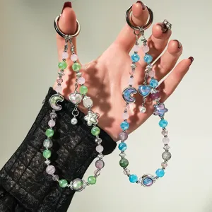 Handgemaakte Kralen Telefoonhanger Met Hart Ster Maan Hanger Kunstparel Polsband Voor Dames Telefoonhoesje Lanyard
