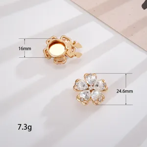 Close-up of heart-shaped gemstone five-petal flower collar pin with 24.6mm diameter