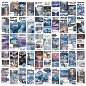 Lindas Pegatinas de Escena de Nieve Invernal Animada Paisaje Natural Estético Alce Estampado Impermeable Película Mate Pegatinas de Papelería DIY