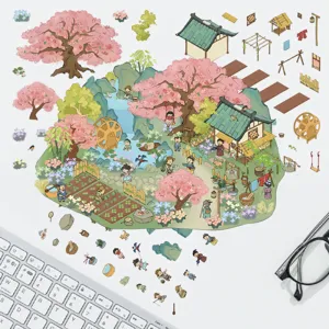 Simpatici adesivi paesaggistici in miniatura per fai-da-te, scrapbooking e decorazioni