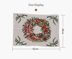 Kerst gebreide placemat tafelmat met krans patroon 42x34cm feestelijke huisdecoratie