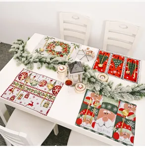 Kerst gebreide placemat feestelijke eettafel decoratie tafelkleed servies onderlegger