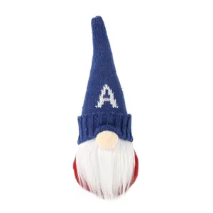 American Independence Day Gnome Doll Red White Blue Knit Hat Festive Decorative Ornament