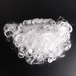 Detailed view of the white curly Santa Claus beard prop, perfect for Christmas party dress up.