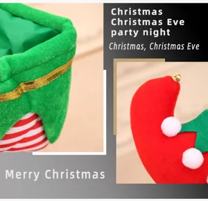 Christmas elf hat party decoration velvet santa hat festive holiday gifts red green.