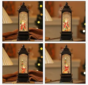 Lanterne de décoration de Noël avec musique et LED, détail du design du Père Noël.
