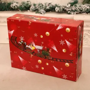 Vista dettagliata della confezione del trenino di Natale con bellissima grafica festiva.
