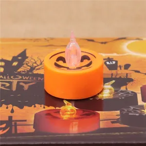 Halloween LED pumpkin candle light, flashing electronic tea light for party bar venue decor.
