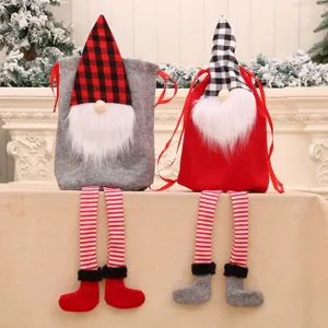 Weihnachten Wichtel Geschenktüte Lange Beine Hängend Gesichtsloser Alter Mann Feiertag Geschenk Aufbewahrungssack Party Heimdekoration