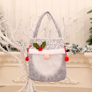 Borsa di mele gnomo senza volto di Natale feltro grigio regalo di caramelle festive