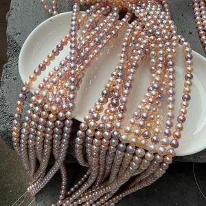 Natuurlijke Zoetwaterparel Kralen Bijna Rond Snoepkleur Gemengd Hoogglans String DIY Sieraden Maken Benodigdheden