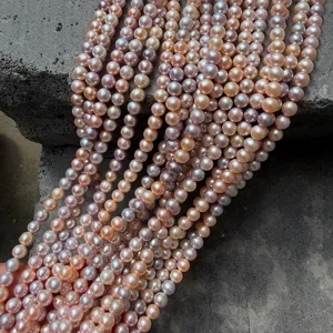 Close-up of 6-6.5mm candy-colored freshwater pearls with high luster