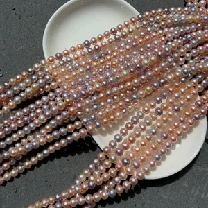 Close-up view of 6-6.5mm near-round candy color freshwater pearls with natural high luster.