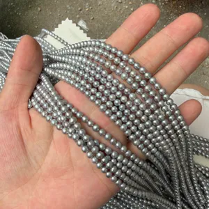 Gray Freshwater Pearl Beads Near Round Irradiated Natural Cultured Loose Pearl Strand For DIY Necklace Bracelet Craft Jewelry Making Material