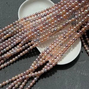 Close-up of 6-6.5mm candy colored freshwater pearl strands for DIY jewelry making