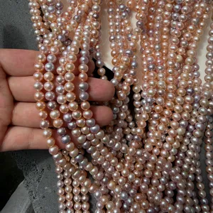 Macro view of 6-6.5mm candy-colored freshwater pearls with strong natural luster