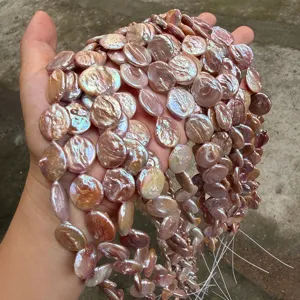 Große 15-16mm lila Barockperlen für DIY-Schmuckherstellung, 38 cm lange Perlenstränge