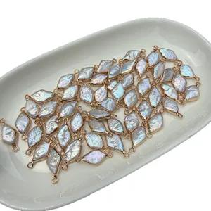Exquisite rhombus-shaped baroque pearls with gold-plated edges for DIY jewelry making