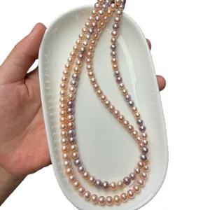5.5-6mm bijna ronde zoetwaterparels in gemengde snoepkleuren voor DIY sieraden
