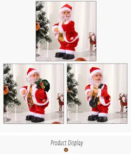 Detailed view of electric Santa Claus doll, featuring multiple dynamic Christmas poses and music features.