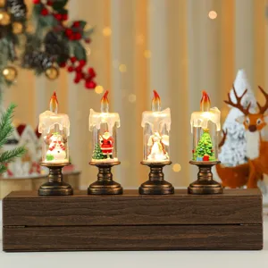 Lampada a Candela con Sfera di Cristallo di Natale LED Globo di Neve Lampada Decorazione Festiva per la Casa Regalo