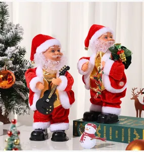 Electric Santa Claus doll playing guitar singing Christmas decoration gift for holiday party use