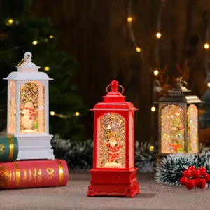 Lanterne à eau scintillante de Noël veilleuse musicale avec décoration du Père Noël.