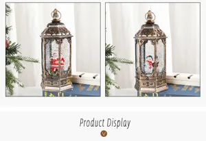 Detailed view of the vintage Christmas water lantern with glowing lights and music effect.