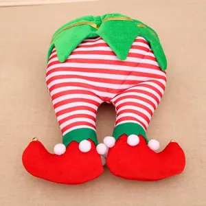 Christmas elf legs plush toy decoration tree topper holiday party hanging decor props red white