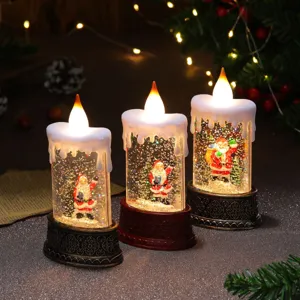Christmas water glitter LED candle light festive desktop night light holiday party home decoration