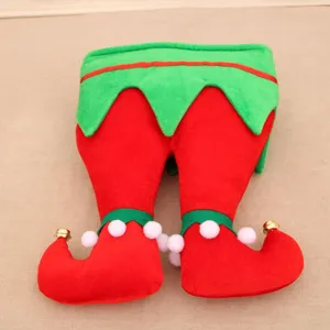 Christmas Elf Legs Hanging Decoration Upside Down Plush Tree Topper Holiday Party Prop