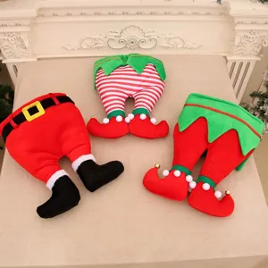 Christmas elf legs decoration plush Santa Claus boots holiday party festive home decor main image