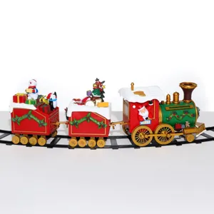 Set decorazione treno di pista di Natale con Babbo Natale pupazzo di neve renna festa
