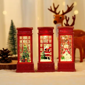 Christmas telephone booth snow globe night light desktop decoration warm lighting gift item