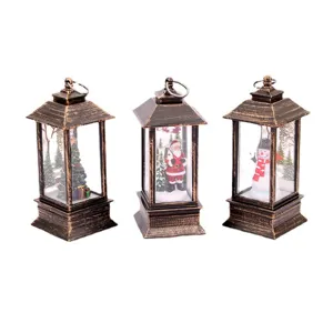 Set di lanterne LED in resina decorativa natalizia con babbo natale pupazzo di neve albero