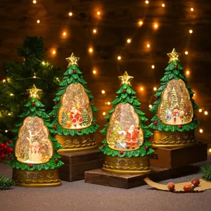 Boule à neige arbre de Noël lanterne éclairée musicale décoration de maison de fête cadeau