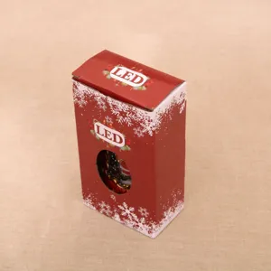 Red Christmas packaging box with LED design snowflake pattern festive decor detail item