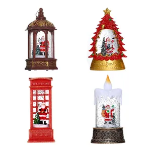 Christmas decorative night light snow globe lantern set for holiday home decor display.