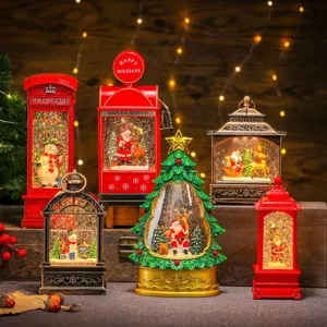 Noël boule à neige lanterne décoration LED lumière musique lumineuse cadeaux de fête set