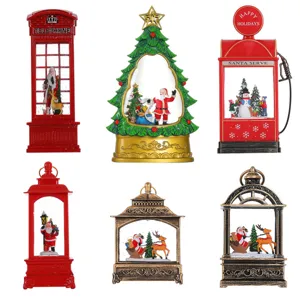 Ensemble lanterne à eau de Noël bonhomme de neige cabine téléphonique arbre déco lumineuse