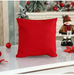Red velvet Christmas pillow cover decorative square cushion case for holiday home sofa decor